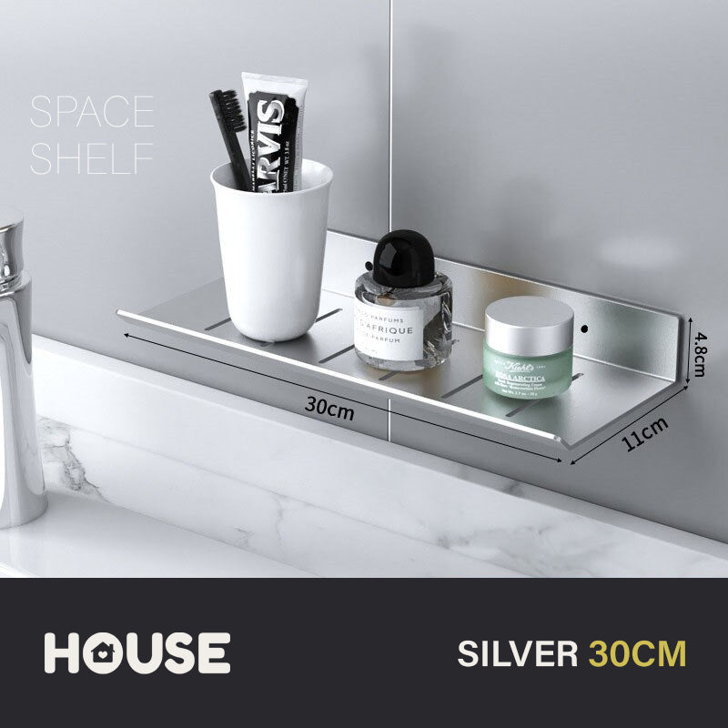 Modern Minimalist Aluminum Bathroom Shelf For Cosmetics Shampoo Sundries Washroom Storage Racking in Black Silver & White Aluminium