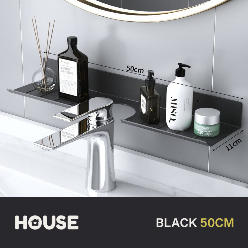 Modern Minimalist Aluminum Bathroom Shelf For Cosmetics Shampoo Sundries Washroom Storage Racking in Black Silver & White Aluminium