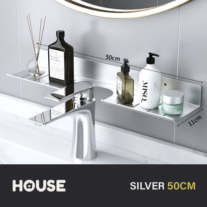 Modern Minimalist Aluminum Bathroom Shelf For Cosmetics Shampoo Sundries Washroom Storage Racking in Black Silver & White Aluminium