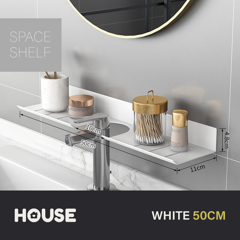 Modern Minimalist Aluminum Bathroom Shelf For Cosmetics Shampoo Sundries Washroom Storage Racking in Black Silver & White Aluminium