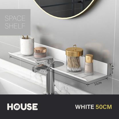 Modern Minimalist Aluminum Bathroom Shelf For Cosmetics Shampoo Sundries Washroom Storage Racking in Black Silver & White Aluminium