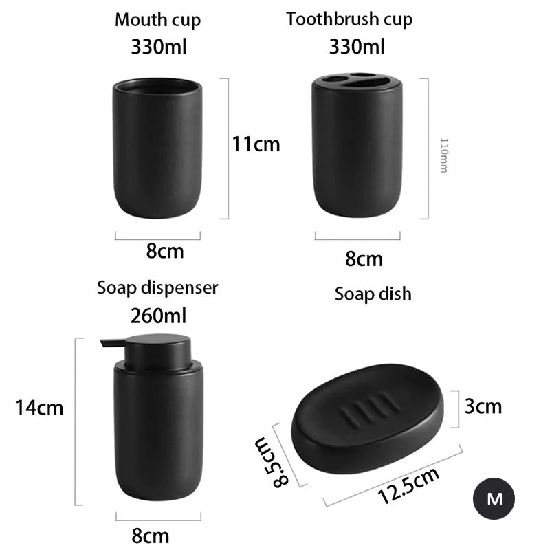 Modern Minimalist Design Bathroom Accessories Toothbrush Holder Liquid Soap Dispenser Gargle Cup Soap Dish Matte Black White Gray