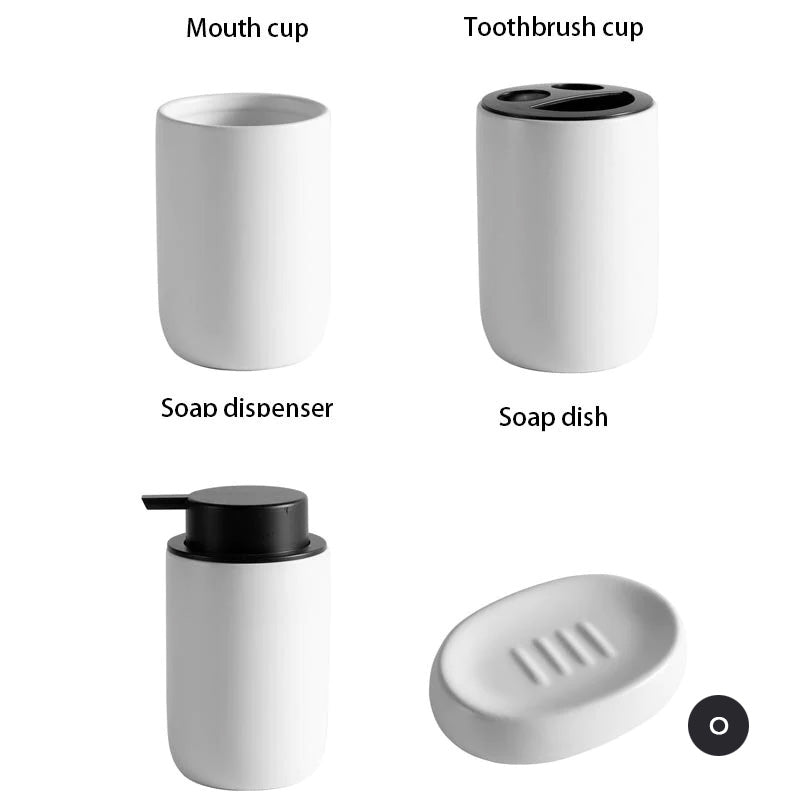 Modern Minimalist Design Bathroom Accessories Toothbrush Holder Liquid Soap Dispenser Gargle Cup Soap Dish Matte Black White Gray