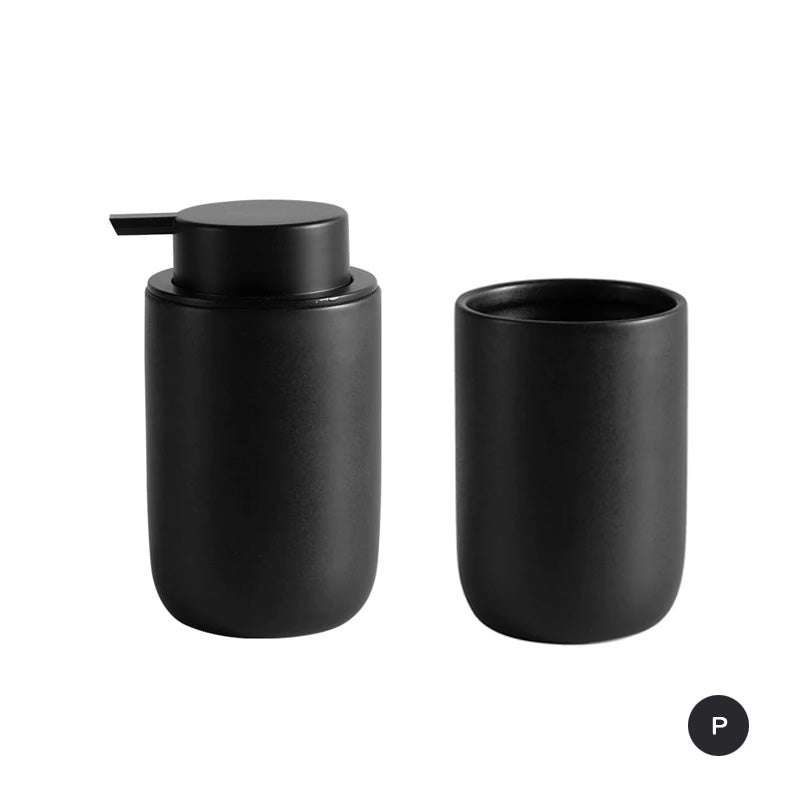Modern Minimalist Design Bathroom Accessories Toothbrush Holder Liquid Soap Dispenser Gargle Cup Soap Dish Matte Black White Gray