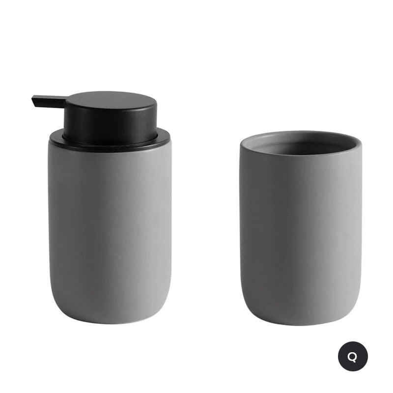 Modern Minimalist Design Bathroom Accessories Toothbrush Holder Liquid Soap Dispenser Gargle Cup Soap Dish Matte Black White Gray