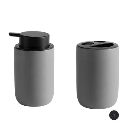 Modern Minimalist Design Bathroom Accessories Toothbrush Holder Liquid Soap Dispenser Gargle Cup Soap Dish Matte Black White Gray
