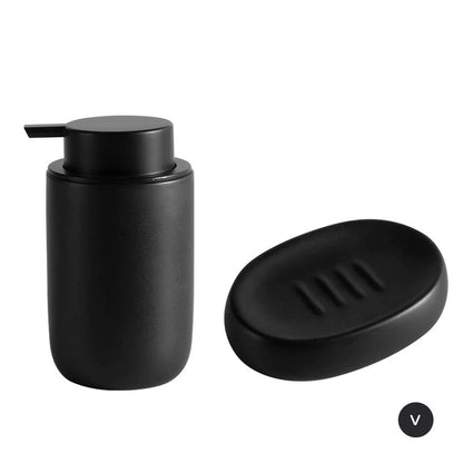 Modern Minimalist Design Bathroom Accessories Toothbrush Holder Liquid Soap Dispenser Gargle Cup Soap Dish Matte Black White Gray