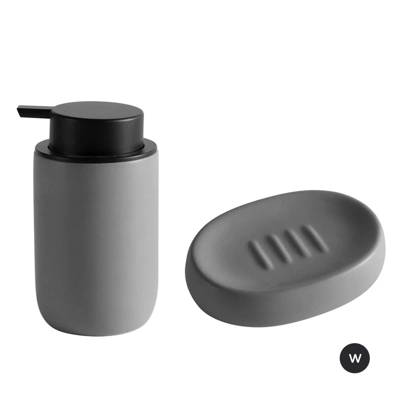 Modern Minimalist Design Bathroom Accessories Toothbrush Holder Liquid Soap Dispenser Gargle Cup Soap Dish Matte Black White Gray