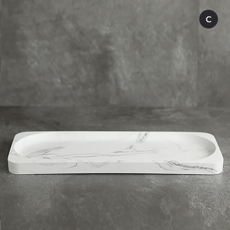 Modern White Faux Marble Bathroom Accessories Sets Liquid Soap Dispenser Mouthwash Tumbler Toothbrush Holder Box For Cotton Swabs