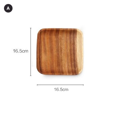 Natural Acacia Wood Plate For Dinner Dessert Fruit Snack Serving Japanese Sushi Dish Dessert Serving Platter Wooden Tableware