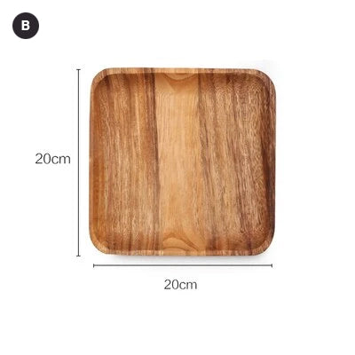 Natural Acacia Wood Plate For Dinner Dessert Fruit Snack Serving Japanese Sushi Dish Dessert Serving Platter Wooden Tableware