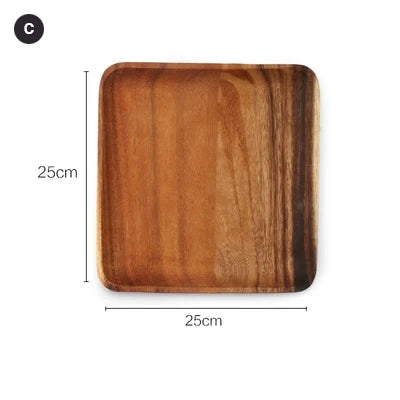 Natural Acacia Wood Plate For Dinner Dessert Fruit Snack Serving Japanese Sushi Dish Dessert Serving Platter Wooden Tableware