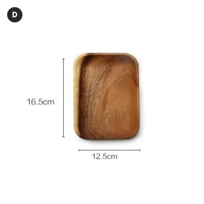 Natural Acacia Wood Plate For Dinner Dessert Fruit Snack Serving Japanese Sushi Dish Dessert Serving Platter Wooden Tableware