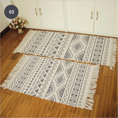 Natural Color Cotton Aztec Rug Soft Tassel Carpet Mat For Living Room Dining Room Carpet Door Mat Simple Nordic Style Decor