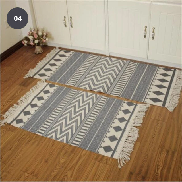 Natural Color Cotton Aztec Rug Soft Tassel Carpet Mat For Living Room Dining Room Carpet Door Mat Simple Nordic Style Decor