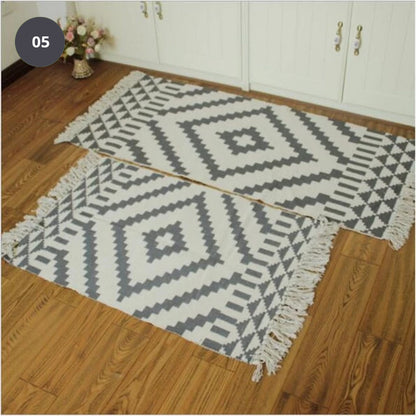 Natural Color Cotton Aztec Rug Soft Tassel Carpet Mat For Living Room Dining Room Carpet Door Mat Simple Nordic Style Decor