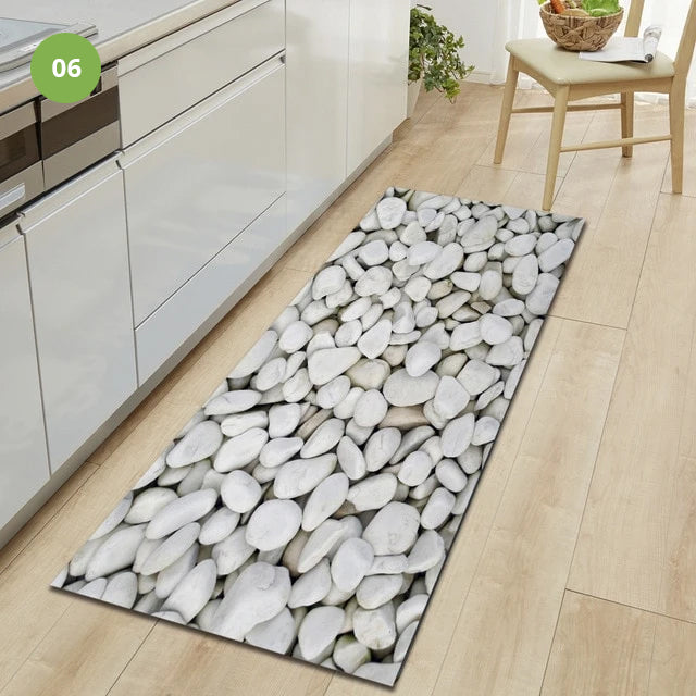Non-Slip Kitchen Floor Pebble Mat 3D Effect Printed Anti-Slip Kitchen Floor Mat Water Absorbent Mat For Kitchen Gym Exercise Mat