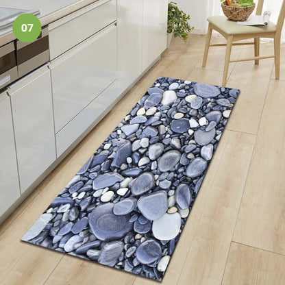Non-Slip Kitchen Floor Pebble Mat 3D Effect Printed Anti-Slip Kitchen Floor Mat Water Absorbent Mat For Kitchen Gym Exercise Mat