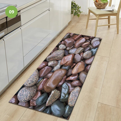 Non-Slip Kitchen Floor Pebble Mat 3D Effect Printed Anti-Slip Kitchen Floor Mat Water Absorbent Mat For Kitchen Gym Exercise Mat
