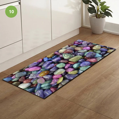 Non-Slip Kitchen Floor Pebble Mat 3D Effect Printed Anti-Slip Kitchen Floor Mat Water Absorbent Mat For Kitchen Gym Exercise Mat