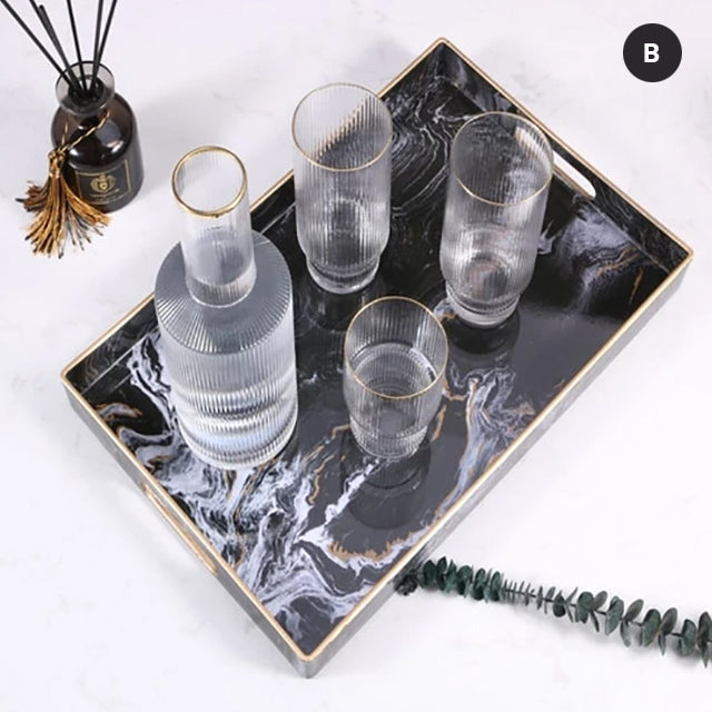 Nordic Style Decor Marble Serving Tray For Teacups Flowerpot Jewelry Tray Ornament Display Glamorous Design Interior Decor Coffee Table Decoration