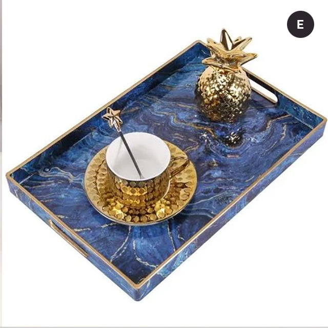 Nordic Style Decor Marble Serving Tray For Teacups Flowerpot Jewelry Tray Ornament Display Glamorous Design Interior Decor Coffee Table Decoration