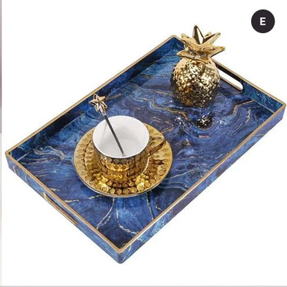 Nordic Style Decor Marble Serving Tray For Teacups Flowerpot Jewelry Tray Ornament Display Glamorous Design Interior Decor Coffee Table Decoration
