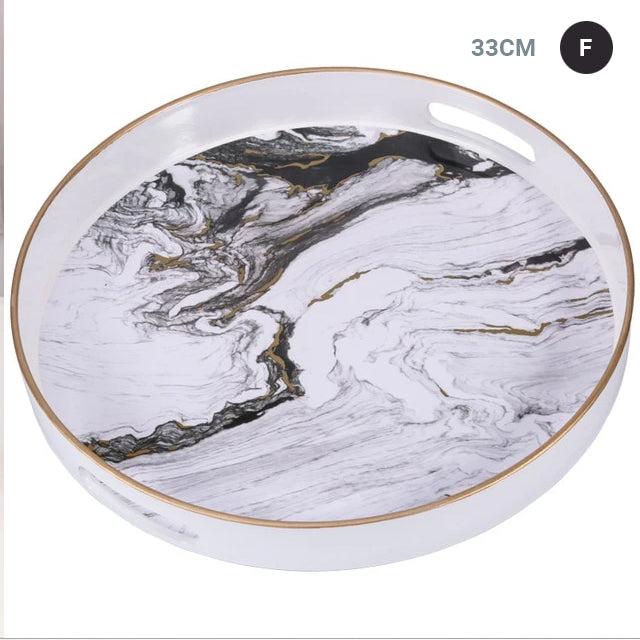 Nordic Style Decor Marble Serving Tray For Teacups Flowerpot Jewelry Tray Ornament Display Glamorous Design Interior Decor Coffee Table Decoration