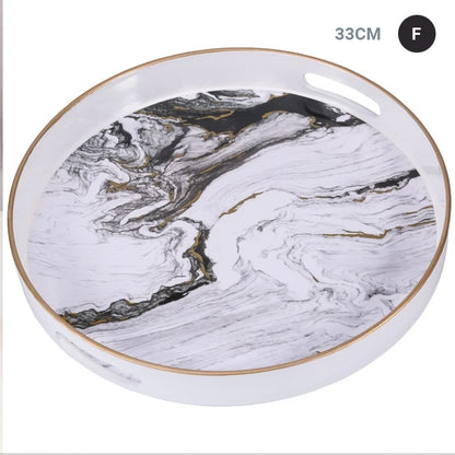 Nordic Style Decor Marble Serving Tray For Teacups Flowerpot Jewelry Tray Ornament Display Glamorous Design Interior Decor Coffee Table Decoration