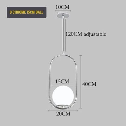Nordic Glass Sphere LED Pendant Lamp Modern Suspended Glass Ball Designer Ceiling Light For Living Room Dining Room In Black Chrome or Brass