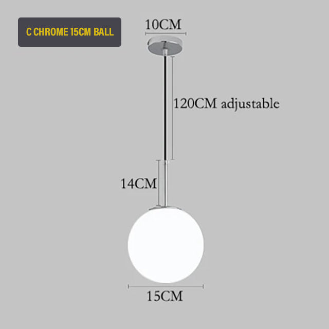Nordic Glass Sphere LED Pendant Lamp Modern Suspended Glass Ball Designer Ceiling Light For Living Room Dining Room In Black Chrome or Brass