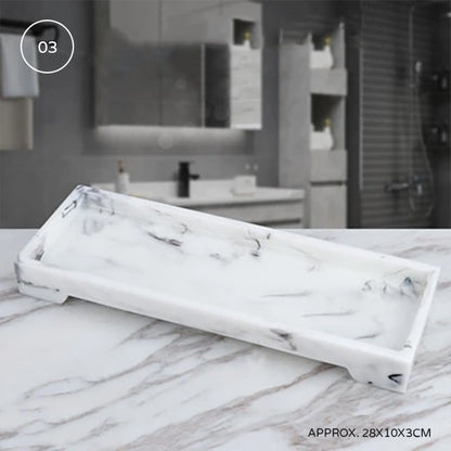 Nordic Marble Design Bathroom Storage Tray For Soap Dispenser Tissue Box Cosmetics Jewelry etc Black White Accessories For Luxury Hotel Home Office Washroom