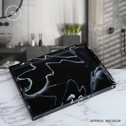 Nordic Marble Design Bathroom Storage Tray For Soap Dispenser Tissue Box Cosmetics Jewelry etc Black White Accessories For Luxury Hotel Home Office Washroom