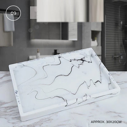 Nordic Marble Design Bathroom Storage Tray For Soap Dispenser Tissue Box Cosmetics Jewelry etc Black White Accessories For Luxury Hotel Home Office Washroom