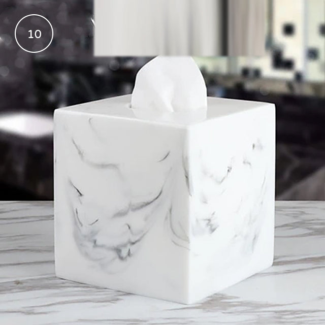 Nordic Marble Design Bathroom Storage Tray For Soap Dispenser Tissue Box Cosmetics Jewelry etc Black White Accessories For Luxury Hotel Home Office Washroom