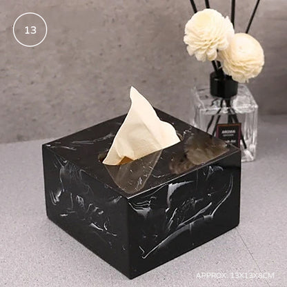 Nordic Marble Design Bathroom Storage Tray For Soap Dispenser Tissue Box Cosmetics Jewelry etc Black White Accessories For Luxury Hotel Home Office Washroom