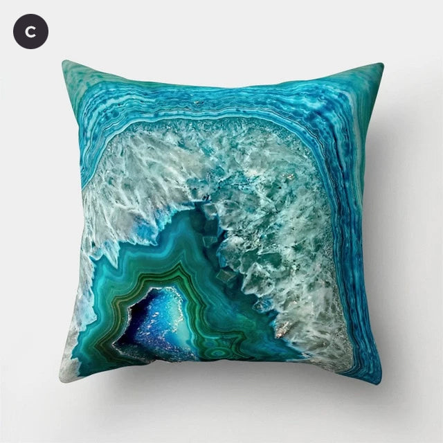 Nordic Style Marble Print Cushion Cases Colorful Pink Agate Thai Dye Geometric Cushion Covers For Modern Living Room Glam Home Decor