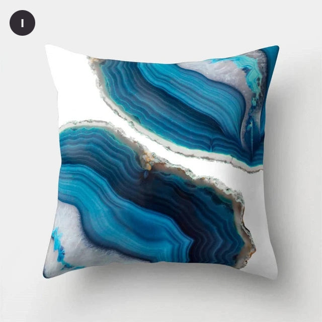 Nordic Style Marble Print Cushion Cases Colorful Pink Agate Thai Dye Geometric Cushion Covers For Modern Living Room Glam Home Decor