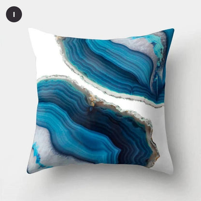 Nordic Style Marble Print Cushion Cases Colorful Pink Agate Thai Dye Geometric Cushion Covers For Modern Living Room Glam Home Decor