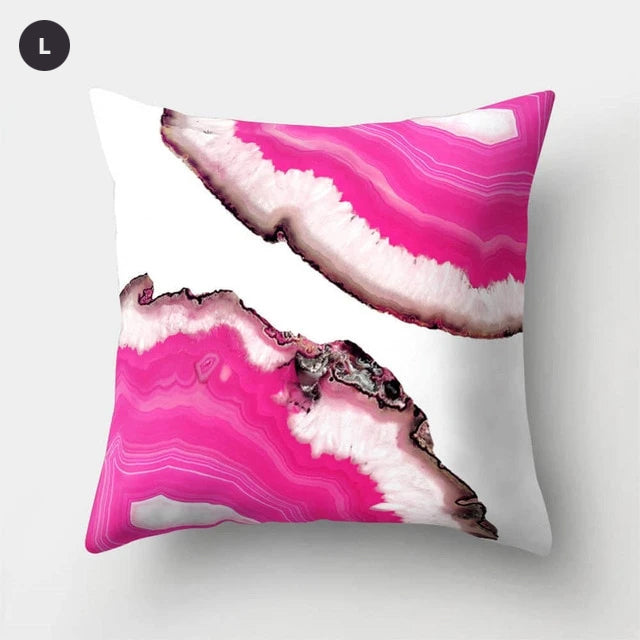 Nordic Style Marble Print Cushion Cases Colorful Pink Agate Thai Dye Geometric Cushion Covers For Modern Living Room Glam Home Decor