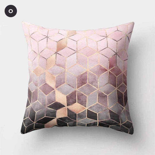 Nordic Style Marble Print Cushion Cases Colorful Pink Agate Thai Dye Geometric Cushion Covers For Modern Living Room Glam Home Decor
