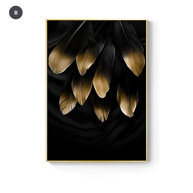 Nordic Tropical Golden Leaves Wall Art Modern Creative Fine Art Canvas Prints Minimalist Botanical Pictures For Luxury Living Room Salon Wall Art Decor