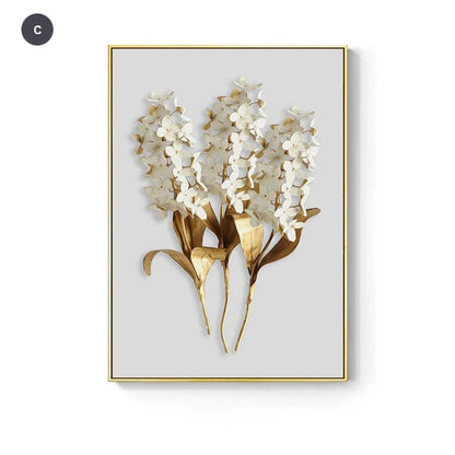 Nordic Tropical Golden Leaves Wall Art Modern Creative Fine Art Canvas Prints Minimalist Botanical Pictures For Luxury Living Room Salon Wall Art Decor