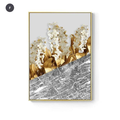 Nordic Tropical Golden Leaves Wall Art Modern Creative Fine Art Canvas Prints Minimalist Botanical Pictures For Luxury Living Room Salon Wall Art Decor