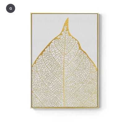 Nordic Tropical Golden Leaves Wall Art Modern Creative Fine Art Canvas Prints Minimalist Botanical Pictures For Luxury Living Room Salon Wall Art Decor