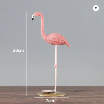 Pink Flamingo Figurine Resin Miniature Animal Ornaments Statues For Home Decoration Wedding Party Valentines Gift Nordic Style Decoration 3 Styles