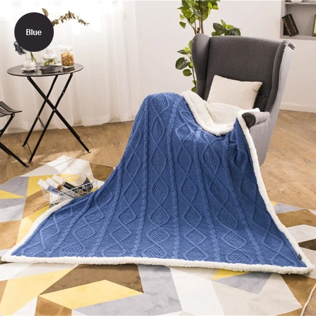 Plush Chenille Knitted Fleece Sofa Throw Extra Thick Blanket Cosy Bedspread Winter Fleece for Bedroom Sofa Throw For Living Room Chairs 2 Sizes 7 Colors