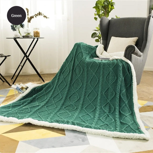 Plush Chenille Knitted Fleece Sofa Throw Extra Thick Blanket Cosy Bedspread Winter Fleece for Bedroom Sofa Throw For Living Room Chairs 2 Sizes 7 Colors