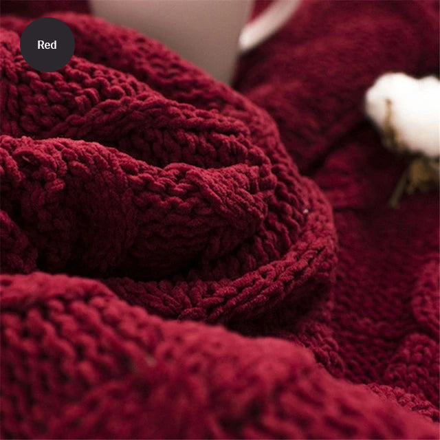 Plush Chenille Knitted Fleece Sofa Throw Extra Thick Blanket Cosy Bedspread Winter Fleece for Bedroom Sofa Throw For Living Room Chairs 2 Sizes 7 Colors