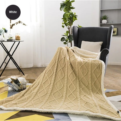 Plush Chenille Knitted Fleece Sofa Throw Extra Thick Blanket Cosy Bedspread Winter Fleece for Bedroom Sofa Throw For Living Room Chairs 2 Sizes 7 Colors